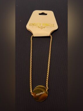 Kinsley Armelle Gold Tone Round Bolo Bracelet - Aquarius